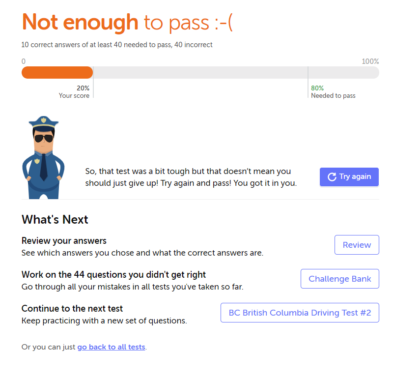Not enough to pass | Driver Test App