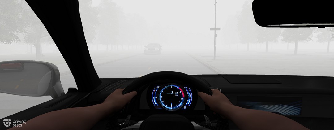 Car on foggy road